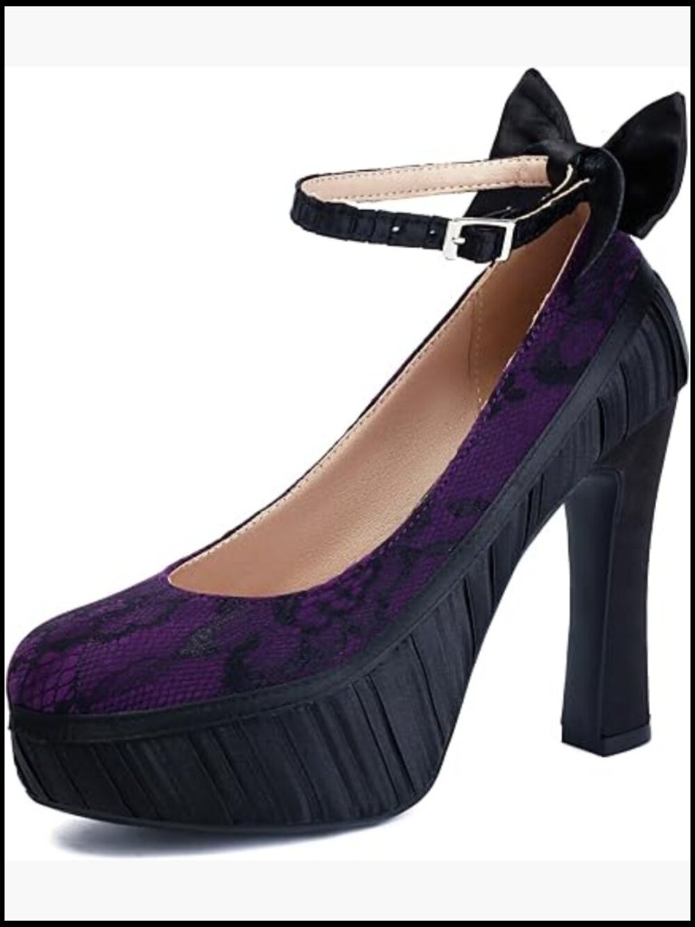 Mary Jane Punk Closed Toe Lace Flower Elegant Gothic Platform High Heel Pumps